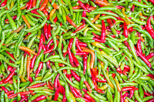 Colorful chillies for sale at market,Thailand © jat306