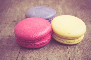 french macaroons with filter effect retro vintage style