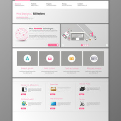 Flat responsive website template Vector 