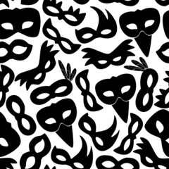 carnival rio black masks icons seamless pattern eps10