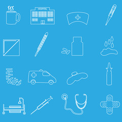 hospital and sick outline icons set eps10