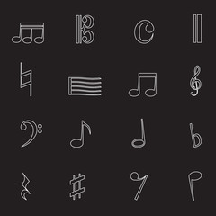 music note symbols outline icons set eps10