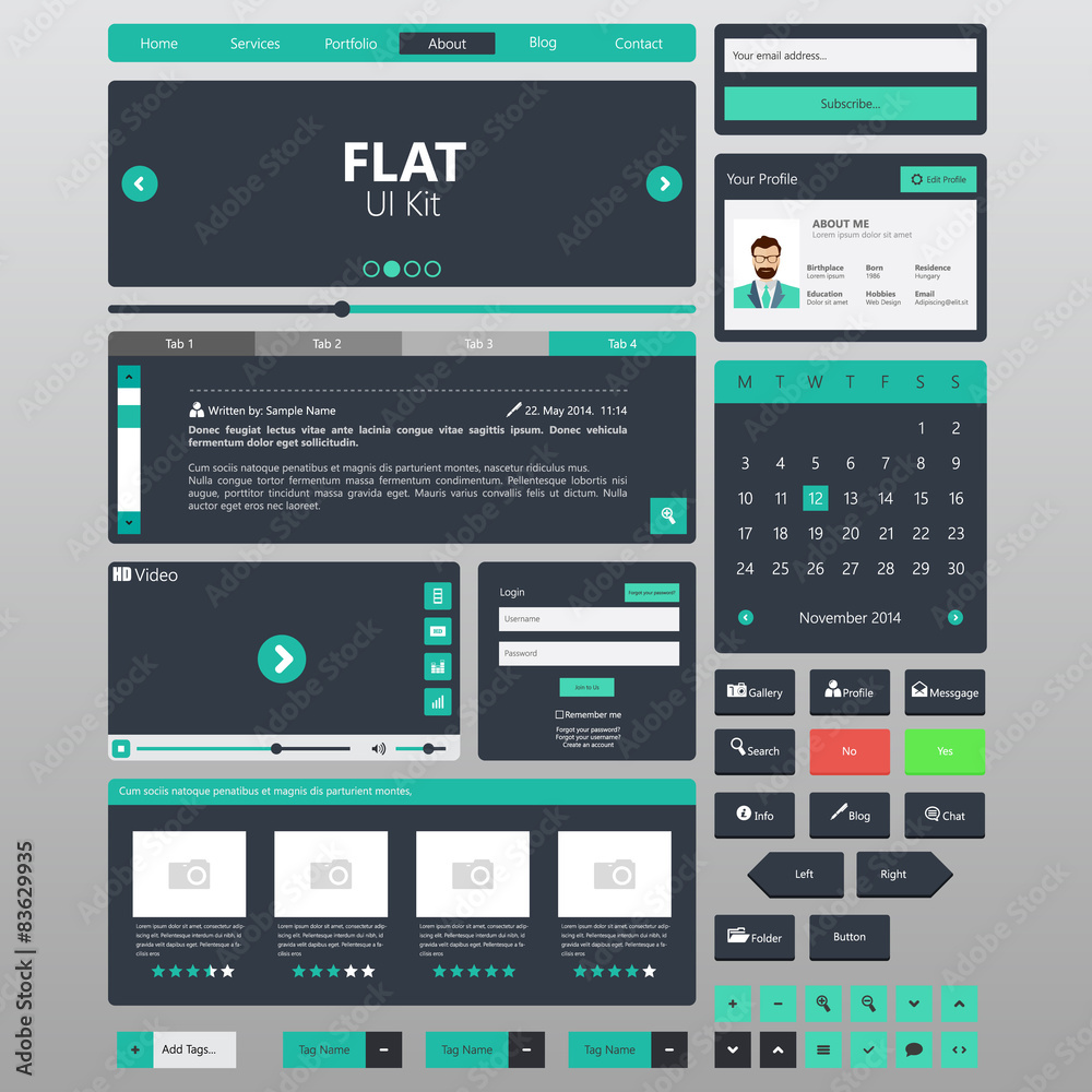 Canvas Prints flat website elements / template vector