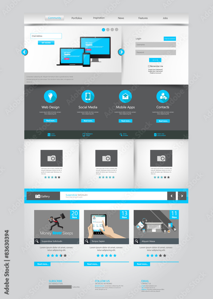 Poster website template vector design