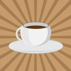The coffee cup on a brown background. Lunch