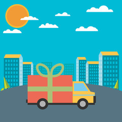 Vector free delivery concept in flat style - illustration for ba