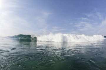 Wave crashing white water power of ocean swimming inside view
.
