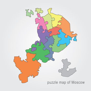 Moscow administrative map - puzzle