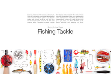 fishing tackle on white background