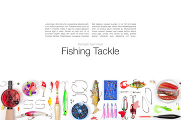 fishing tackle on white background