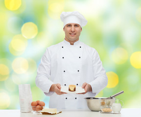 happy male chef cook baking