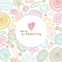 Cute pastel postcard. Flowers.