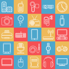 Vector gadgets line icon set