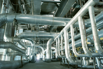 Industrial zone, Steel pipelines, valves and cables