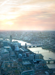LONDON, UK - APRIL 15, 2015: City of London at sunset. 
