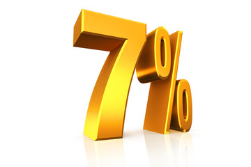 3D render percent text in gold.