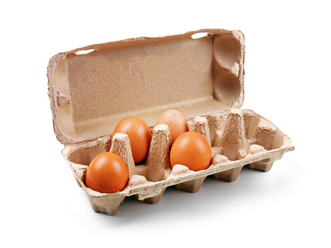 cardboard egg box isolated on white