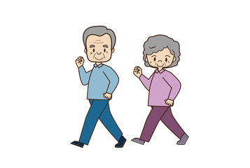 散歩する高齢者