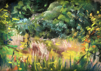 Summer meadow chalk drawing