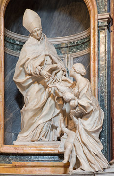 Rome - Marble Sculpture Of St. Thomas Of Villanova