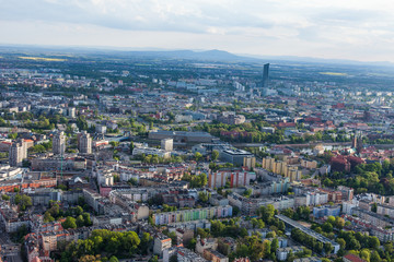 Obraz premium aerial view of wroclaw city suburbs