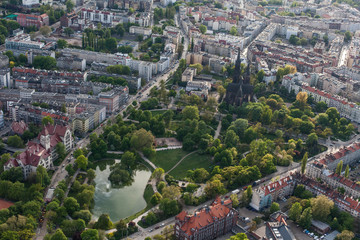 aerial view of wroclaw city suburbs