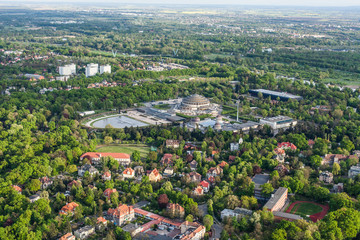 aerial view of wroclaw city suburbs