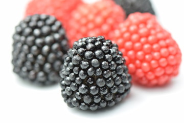 Black and red candy blackberries.