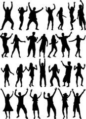Dancing people silhouettes