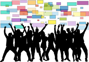 Dancing people silhouettes