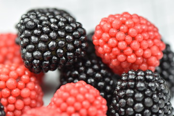 Black and red candy blackberries.