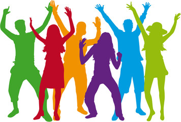 Dancing people silhouettes