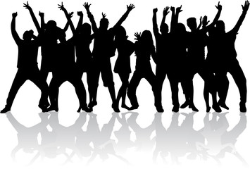 Dancing people silhouettes