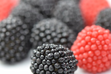 Black and red candy blackberries.