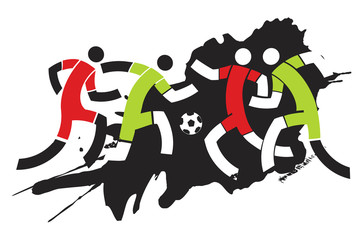 Fototapeta premium Soccer players on the grunge background