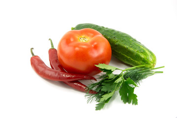 Vegetables on a white background