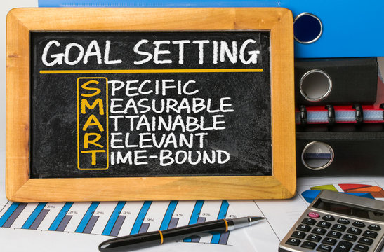 Smart Goal Setting Hand Drawn On Blackboard