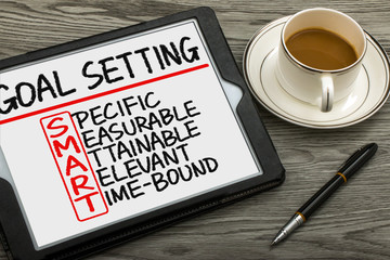 smart goal setting hand drawn on tablet pc