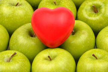 Granny Smith Apple With Heart Shape