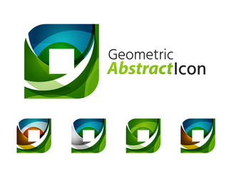 Set of abstract geometric company logo square, rhomb