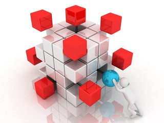 Fototapeta na wymiar 3-d people cube