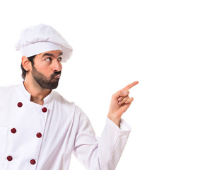 Chef thinking over white background