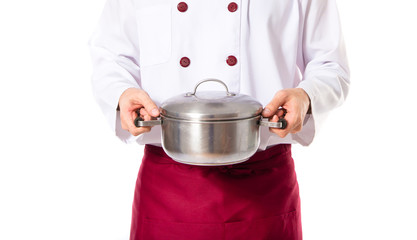Chef holding a pot