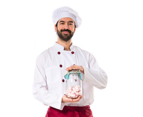 Chef holding sweetmeats