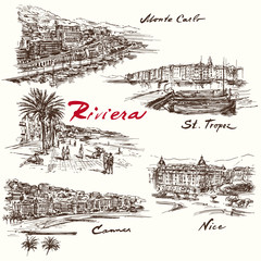 French Riviera - hand drawn set - 83642144