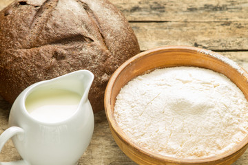 Bakery ingredients background.