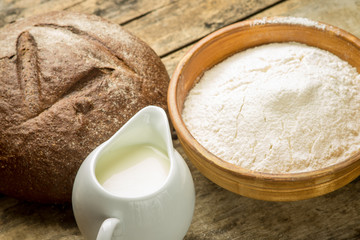 Bakery ingredients background.