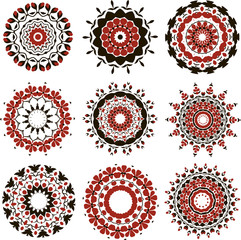 Set of black and red mandalas