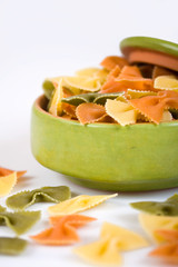 Bowl with colorful farfalle pasta