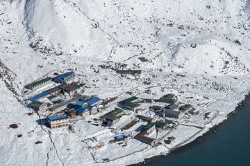view of the village of Gokyo